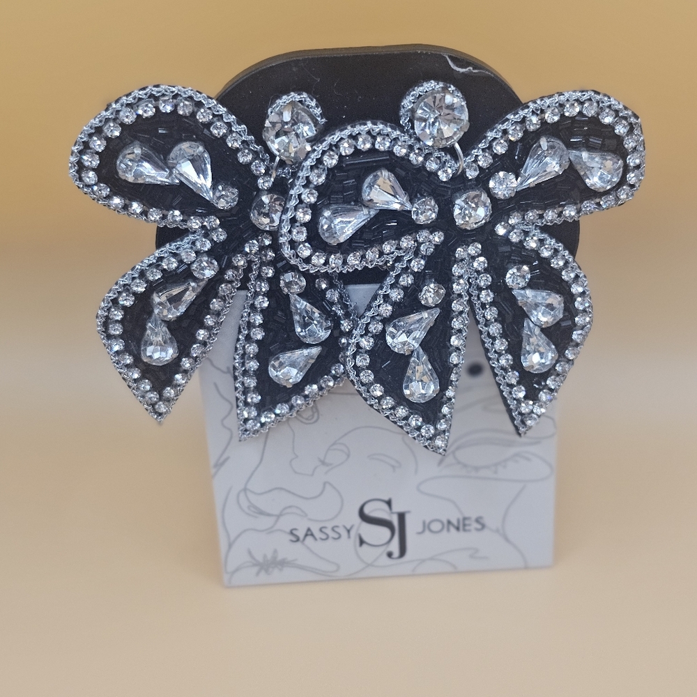 Sassy Jones Black and Silver Crystal Brooch